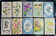 Lot of 10 Vintage Embossed Easter Postcards Religious Cross Floral Multicolor picture