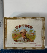 Vintage Optimo Palmas Empty Cigar Box Very Mild 50 Cigars Tobacciana picture