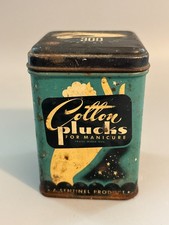 Vintage 1940s Cotton Plucks Manicure Tin Sentinel Forest City Rubber Co 300 Ct picture