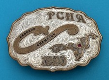 VTG 1990 PCHA Reserve Champion Broken Horn Sterling Silver OL Trophy Belt Buckle picture