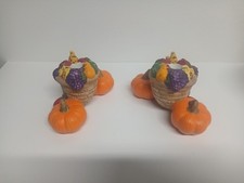 Partylite Harvest Time Taper Candle Holders Cornucopia Pumpkin picture