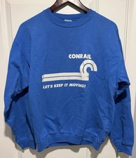 Vintage Conrail Railroad Long Sleeve Blue Shirt Ladies Large Lets Keep It Moving picture