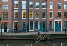Amsterdam Canal Houses at Dusk - Vintage Travel Poster Wall Art picture