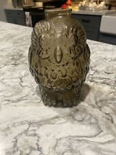Vintage Standing Wise Old Owl Bank Smoked Glass Color 6 1/2