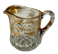 PIGEON MICHIGAN MI Antique Depression Glass Souvenir CUT TRINKET CREAMER picture