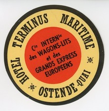 Hotel Terminus Maritime Ostende Quai Belgium Vintage Luggage Label picture