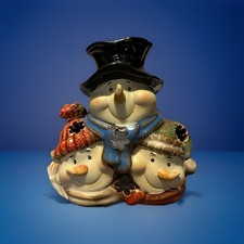 Kirkland Ceramic Snowmen Candle Tea Light Holder Lamp So Cute picture