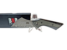 BNB Buck N' Bear Knives D2 Damascus Shark Fin Canvas Micarta Discontinued EDC picture