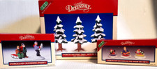 1990s Lemax Dickensvale Village Trees, Sledding Party & Saucers in the Snow Lot picture