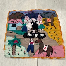 Peruvian Arpillera Textile Folk Art Embroidered 3D “Matrimonio” Wedding 12” picture