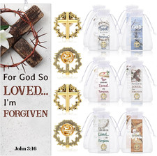 36 Pcs/18 Sets Crown of Thorns Lapel Pins with Easter John 3: 16 picture