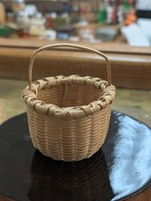 River Road Weavers Mini Black Ash Splint Basket Woven Native American Michigan picture