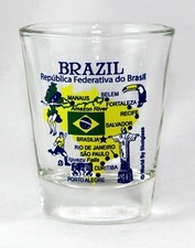 BRAZIL LANDMARKS AND ICONS COLLAGE SHOT GLASS SHOTGLASS picture