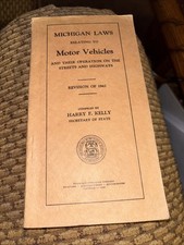 Vtg 1941 Michigan Laws Relating To  MOTOR VEHICLES & Operation On Streets SOS picture
