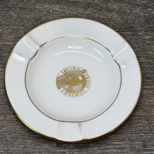 Vtg Irving Trust Company NYC Porcelain Ashtray Art Deco One Wall Street Gold picture