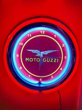 Moto Guzzi Motorcycle Garage Man Cave Store RED Neon Style Retro LED Clock Sign picture