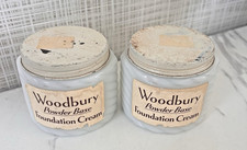 Vintage Woodbury Powder Base Foundation Cream Jar Milk Glass Art Deco Lot of 2 picture