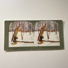 The Drop On A Bunch Of Elk Western Hunting Scenes Antique Stereoview Card 5H6-2 picture
