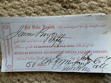 1864 MICHIGAN SOUTHERN AND NORTHERN INDIANA RAILROAD STOCK TRANSFER picture