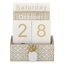 Vintage Wood Block Perpetual Calendar, Wooden Display Blocks Style 1, Brown picture