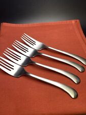 4 ONEIDA Satin Stainless TANGENT Salad Forks 18/10 Curved Handle 7-1/8” VHTF picture