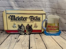 Vintage Meister Brau Beer Signs Lot of 2 Bar Man Cave picture