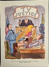 Alden Erikson Playboy Cartoon Illustration VTG Adult Humor Art Courtroom Judge picture