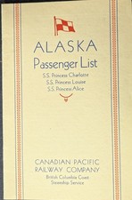 **1931 CANADIAN PACIFIC RAILWAY CO. S.S. PRINCESS LOUISE PASSENGER LIST** picture