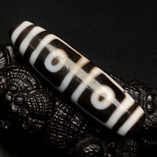 Vintage Tibetan Old Agate Dzi Beads 4-Eyed Amulet Pendant Protection 45Γ12mm picture