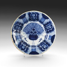 Dutch Delft Blue plate, peacock pattern, 18th century. picture