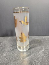 Vintage 1960’s MCM Libbey 22K Gold Leaf Frosted High Ball Glass  picture