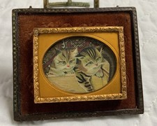 Vintage Antique Victorian Trade Card Ephemera Framed, Union Case, Kitty Cats picture