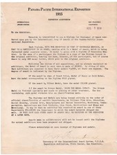 Original 1915 PPIE World's Fair Flier to Exhibitor's regarding Awards and Medals picture
