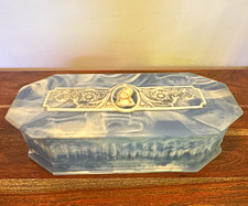 Large Vintage, Genuine Incolay Stone, Cameo Jewelry / Trinket  Box, 12 x 5.5 x 3 picture