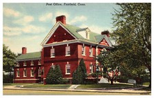 Fairfield, CT Post Office Exterior View Brick Building Art-Colortone -A89 picture