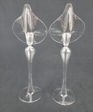 Vintage Blown Glass Candle Holder Pair Lilly Jack In The Pulpit Candlesticks picture