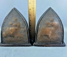 ARTS & GRAFTS MISSION COPPER WOOD NAUTICAL BOOK ENDS picture
