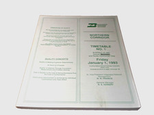 JANUARY 1993 BURLINGTON NORTHERN NORTHERN CORRIDOR EMPLOYEE TIMETABLE #1 picture