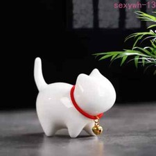 White Porcelain Cute Cat Tea Pet Small Ornaments Kung Fu Tea Set Accessories picture