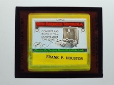 antique MAGIC LANTERN GLASS SLIDE ad VICTROLA west grove pa theater HOUSTON picture