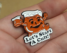 LET'S START A CULT Lapel Pin drink the Kool-Aid man pitcher OH YEAH Jim Jones picture