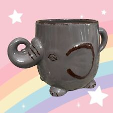 World Market Elephant Mug - Gray Ceramic - Trunk Up picture