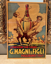Vintage GUSTAVO MAGNI & FIGLI CHIANTI WINE ADVERTISEMENT on WOOD PANEL picture