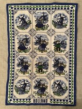 Holland Kemtrade Dutch Boy Girl Windmill Dish Tea Towel 15” x 22” Cotton VTG picture