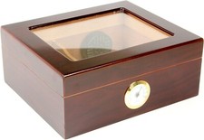 Humidor Supreme Small Cigar Humidor Wood Box, Capri with Glass top-Cedar Divider picture