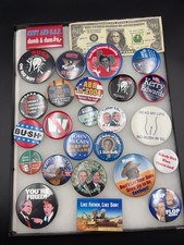 2004 Presidential Campaign Satire Button & Novelty Collection, 26pc picture