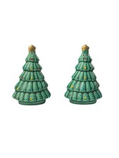 Vintage 1984 Ceramic Christmas Tree Salt & Pepper Shaker Set Made in Korea picture