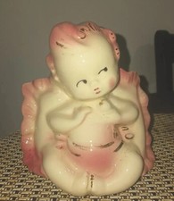 Vintage Hull Baby Girl Ceramic Planter #92 Pink picture