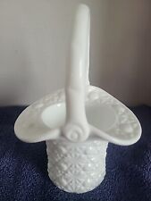 Vintage Glass Button & Daisy Handled Baskets- 5.5 IN.Top Hat STYLE;WHITE picture
