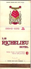 Le Richelieu Hotel 1234 Rue Chartres New Orleans Vintage Matchbook Cover 5M28-3 picture
